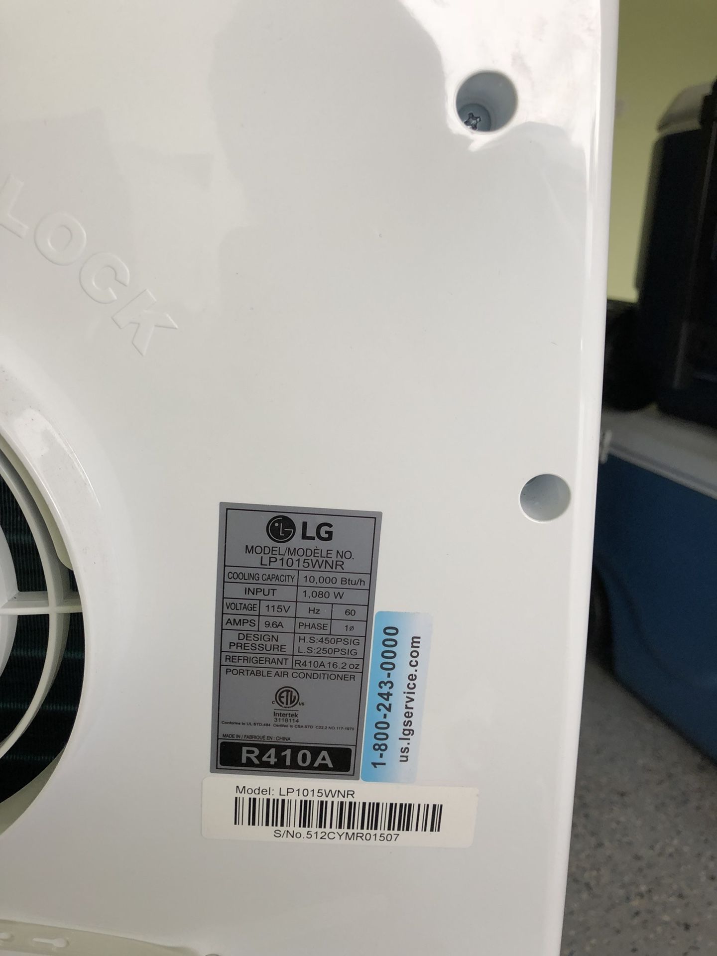 Electric Air Conditioner, LG LP1015WNR