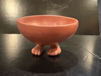 Vintage MMA Metropolitan Museum of Art Egyptian Footed Offering Bowl Red Brown Terra Cotta Colored 3.5” tall x 5” wide
