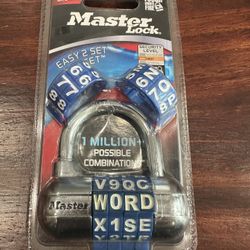 Master Lock Word & Number Combo Pad Lock 1534D New  Unopened