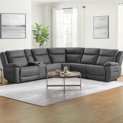Zakary 6-Piece Fabric Power Reclinibg Sectional With Power Headrests
