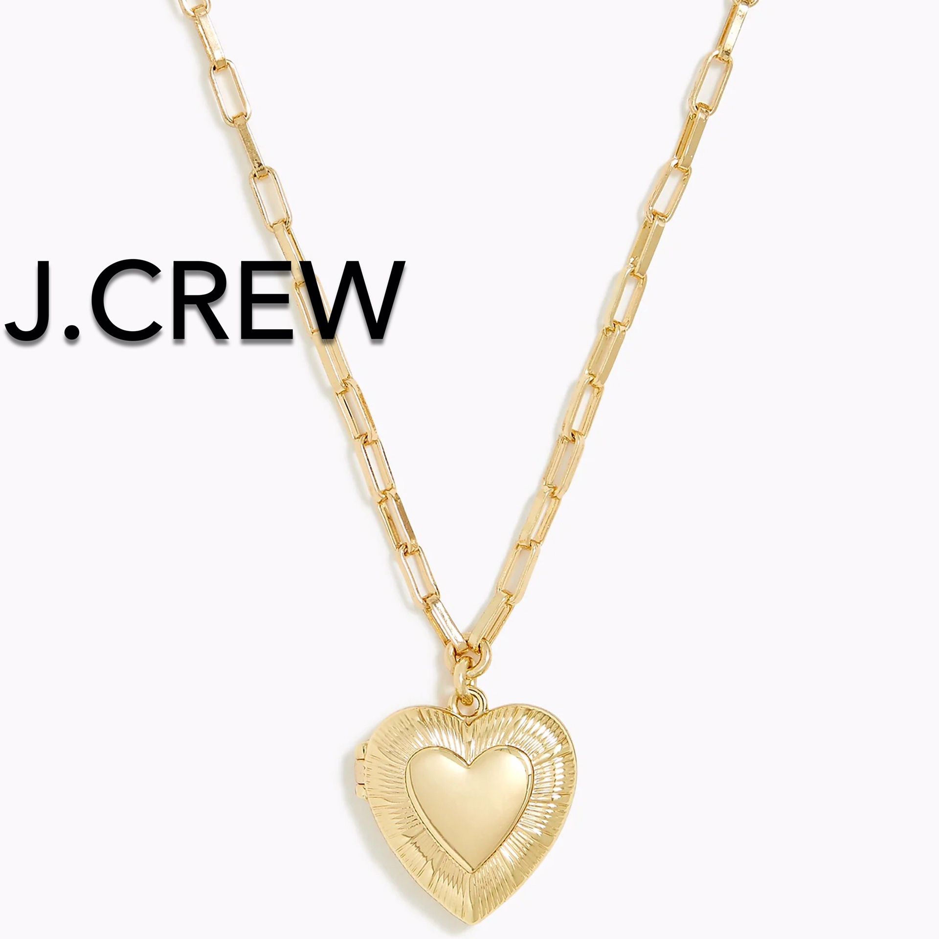 (NEW) (2 LEFT) WOMEN’S J.CREW FACTORY GOLD HEART LOCKET NECKLACE - SIZE: OS (ONE SIZE)