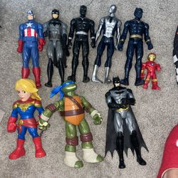 Marvel, Superheroes, And Ninja Turtles, Captain America, Batman Black Panther, Silver Spider-Man  and captain marvel Iron Man