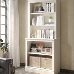 72" Tall Bookcase, White Large Floor Standing Bookshelf $120 