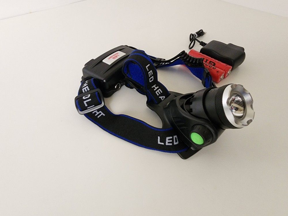 Blue 3-Zoom T6 LED Rechargeable Headlight