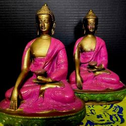 7" Tall Chinese Bronze Shakyamuni Amitabha Buddha Statues 2 For $30
