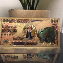 24k Gold Foil Plated Bulbasaur Pokémon Banknote
