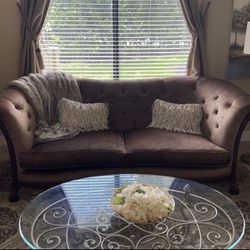 High End Chocolate Brown Tufted Sofa