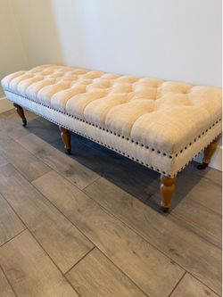 Casablanca Fabric Upholstered Bench with Wheels