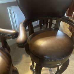 Brown Leather Bar Stools 