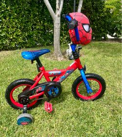 Huffy Disney and Marvel Spider-Man 12Inch Boy's Bike for Kids, Multiple Color Options and Designs Available, Ideal for Ages 3+ Years Old, Removable Tr