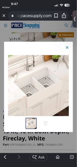 Brand New Open Box Vitra 33“ Fireclay Double Bowl Farmhouse (Apron Front) sink - White
