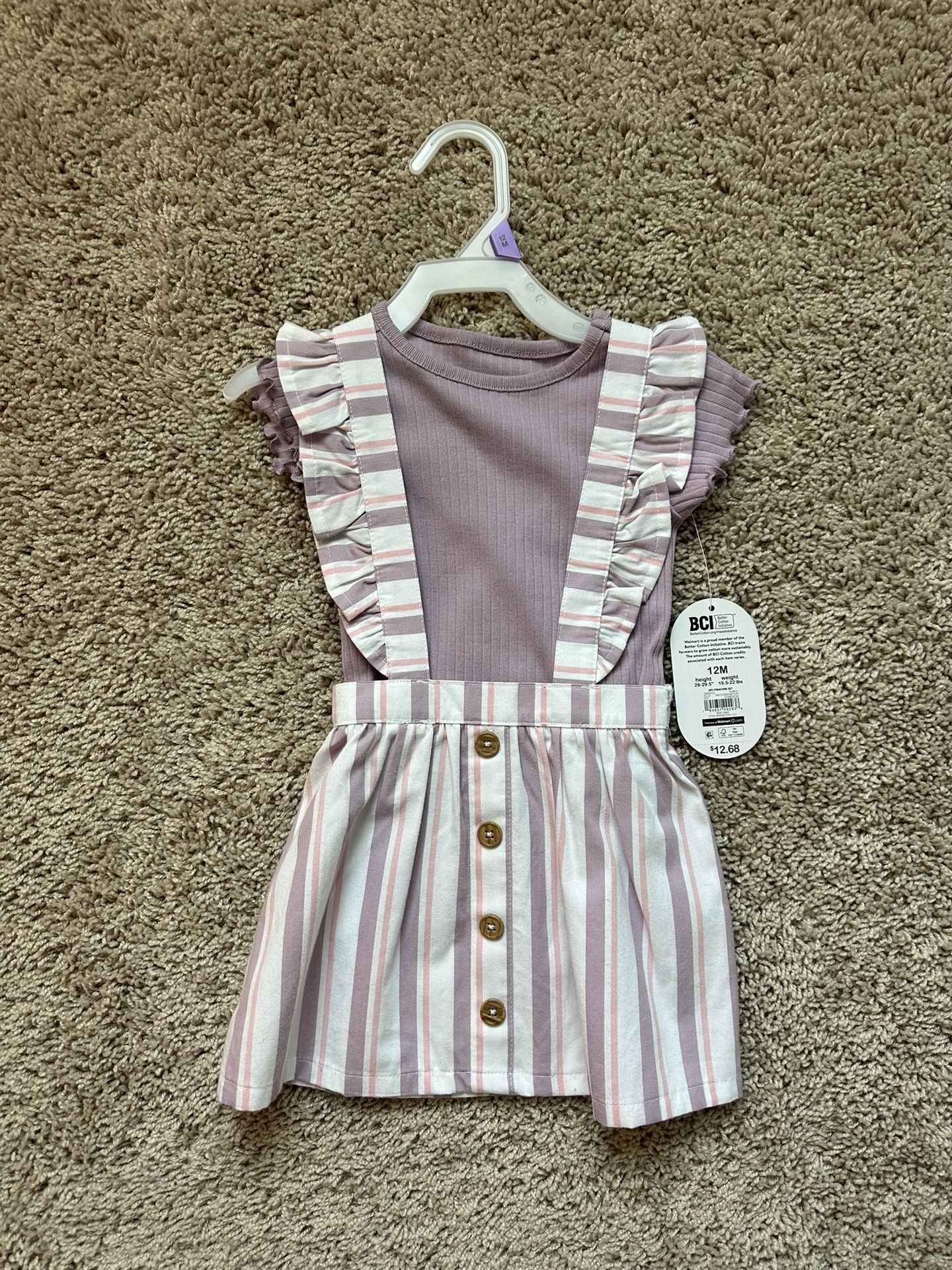12 Month Girls Shirt And Overall Dress
