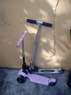 Boy and girl scooter