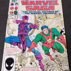 The Marvel Saga #15 Comic Book Marvel Comics Avengers Hawkeye & Wonder Man 1986