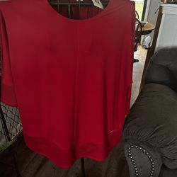 New With Tags Red Ann Klein 1 X Tunic Top 