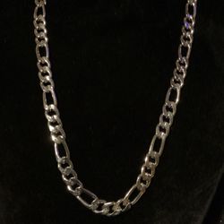 14”-16” Silver Plated Link Figaro Necklace /choker…with Ext