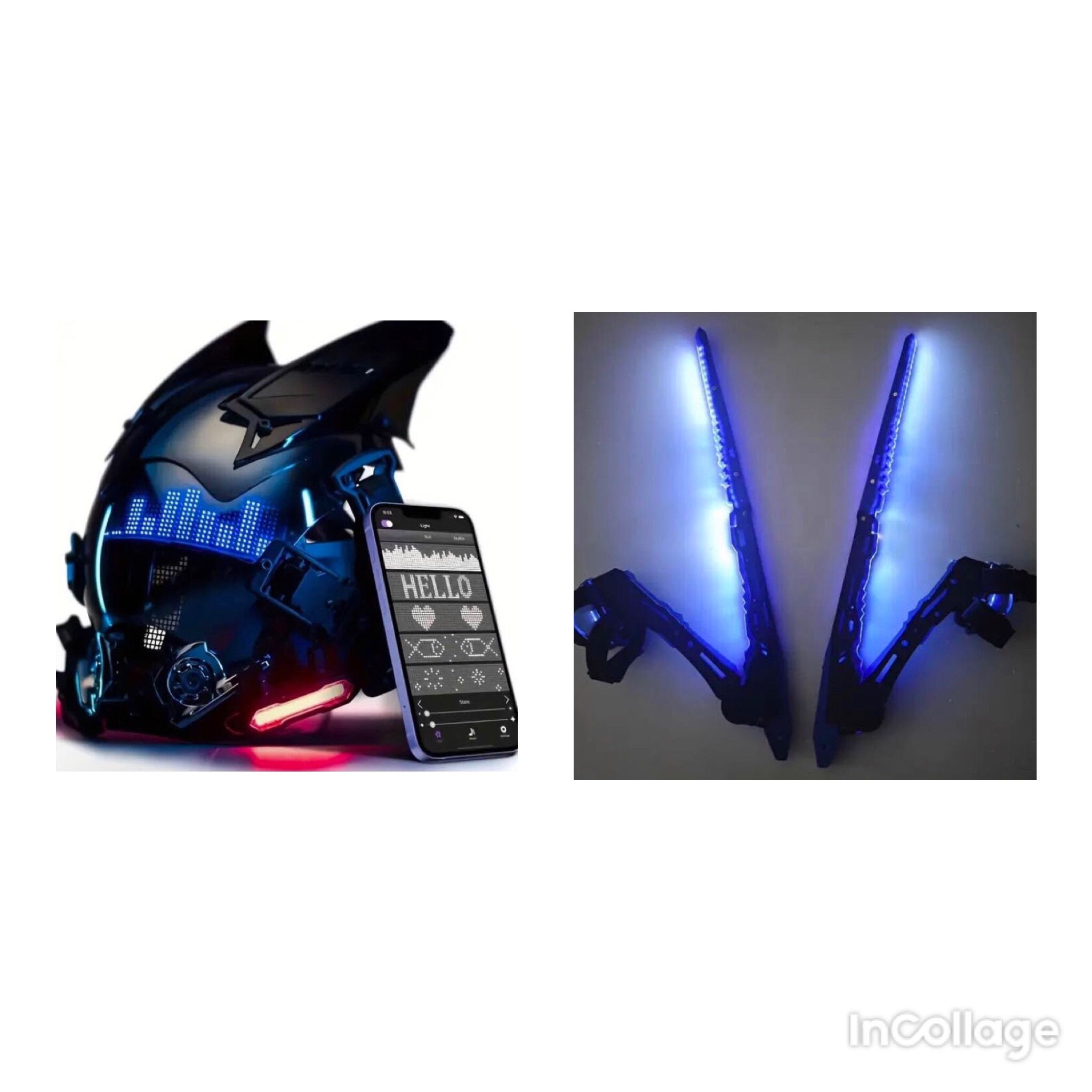 Brand new in box cyberpunk mask and Cyberpunk LED Luminous Mantis Knife Weapon Set, Future Technology Wearable Weapon Model Foldable Arm Blade, Hallow