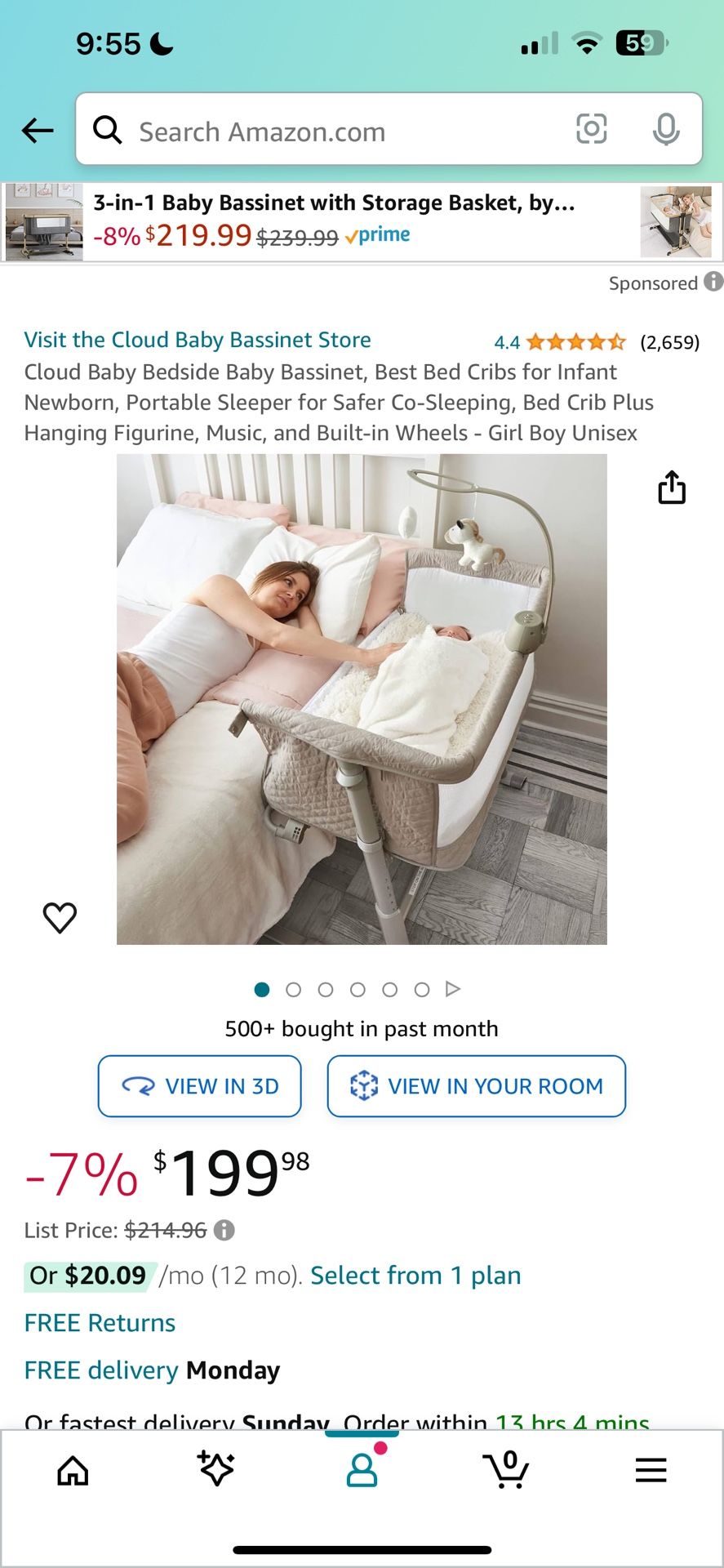 Bedside Baby Bassinet,