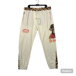 NWT Dr. Bombay Leopard  Death Row Records Jogger Pants Cheetah Leopard Print  Men’s Dr. Bombay Velour SZ 3XL