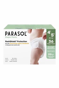Parasol Chlorine-Free Diaper Pants (Pull-On Style) with RashShield Protection - 4T-5T: Latex-Free, No Fragrance Added, Vegan, NonToxic
