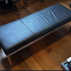 Genuine Leather 3 Seat Bench With Chrome Legs