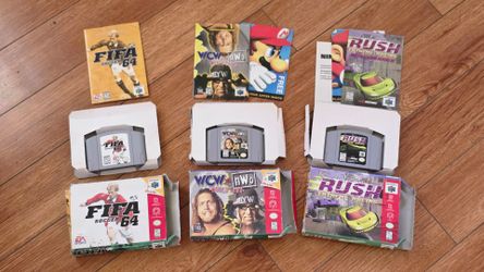 Nintendo 64 N64 CIB Games Lot - FIFA 64, WCW nWo, San Francisco Rush