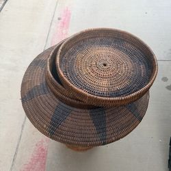 Handwoven Tribal Style Pedestal Basket