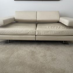Full Leather Sofa with Stainless Steel Legs
