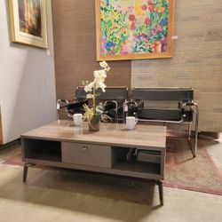Modern Italian Coffee Table — Low Profile with Storage Drawer