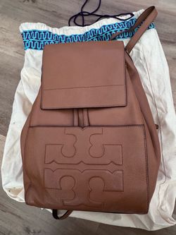 Tory Burch Brown Pebbled Leather Backpack