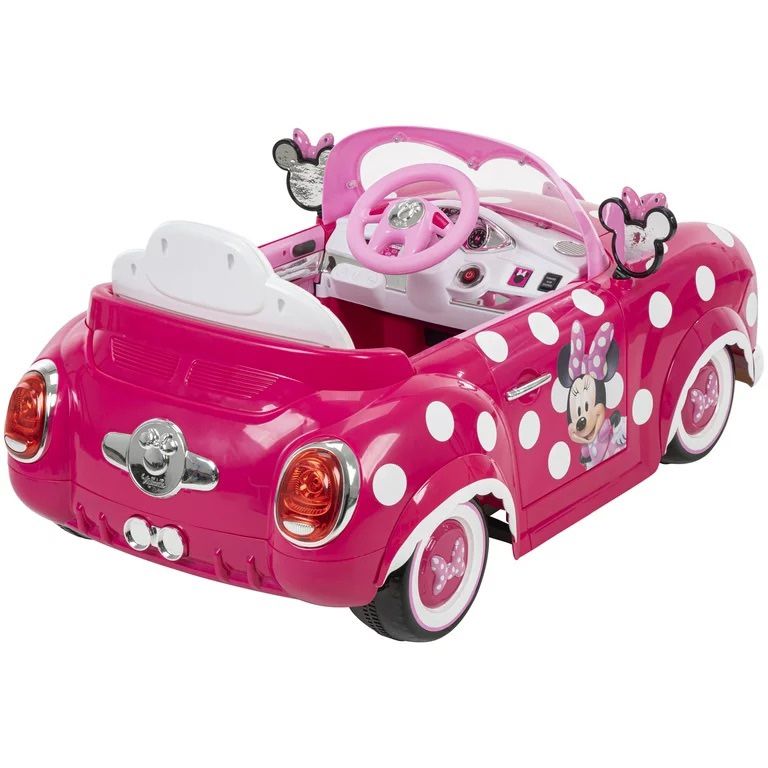 BRAND NEW 6V Electric Kid Ride On Car Power Wheels Disney’s Minnie Mouse Convertible Powereheels with LED lights and openable doors