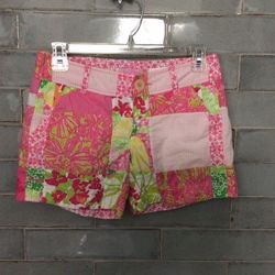 Ladies’ Lilly Pulitzer Patchwork Pink & Green Shorts - Size 0