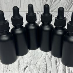 Set Of 6 Glass Dropper Bottles Black  For Perfume Essential Oils Travel 1 oz