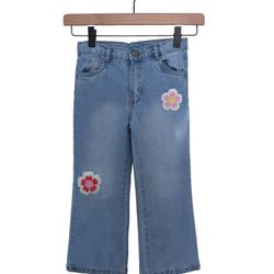 Derek Heart Kids Blue Jeans with Floral Embroidery Size 6