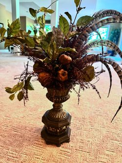 Fall Floral Arrangement in Ornate Urn Vase