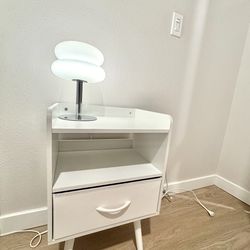 White Nightstand & Table Lamp