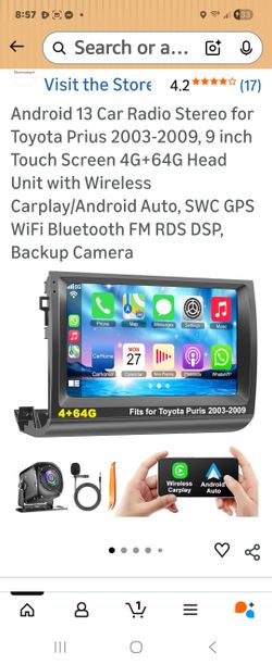 Android 13 Car Radio for Toyota Prius 2003-2009 with Wireless Carplay Android Auto,9 Inch IPS Touch Screen Car Stereo with GPS Nav/Bluetooth/FM AM/Bac