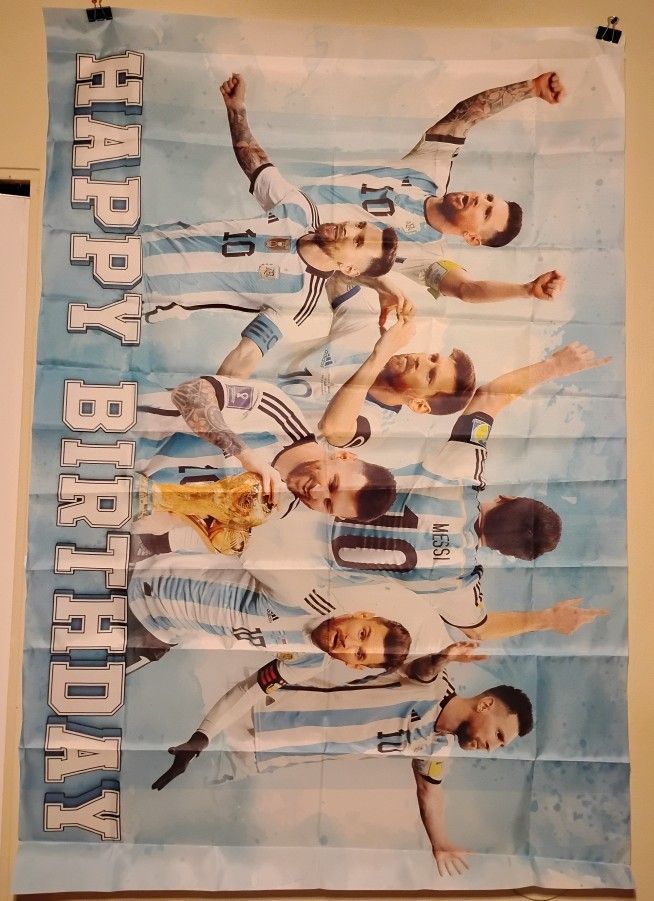 Messi Happy Birthday Banner 3 x 5 Ft NEW