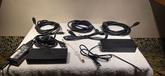 Dell Docking Station Bundle (D6000 & D3100) + Dell AC Adapter & Video Cables