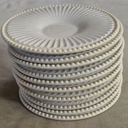 Lenox Butler’s Pantry Saucers 7 " Cream Embossed & Ridged EUC (SET OF TEN)