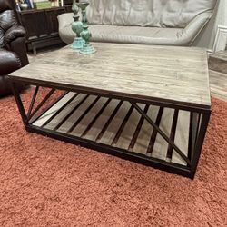 Ethan Allen Beam Metal Base Coffee Table,