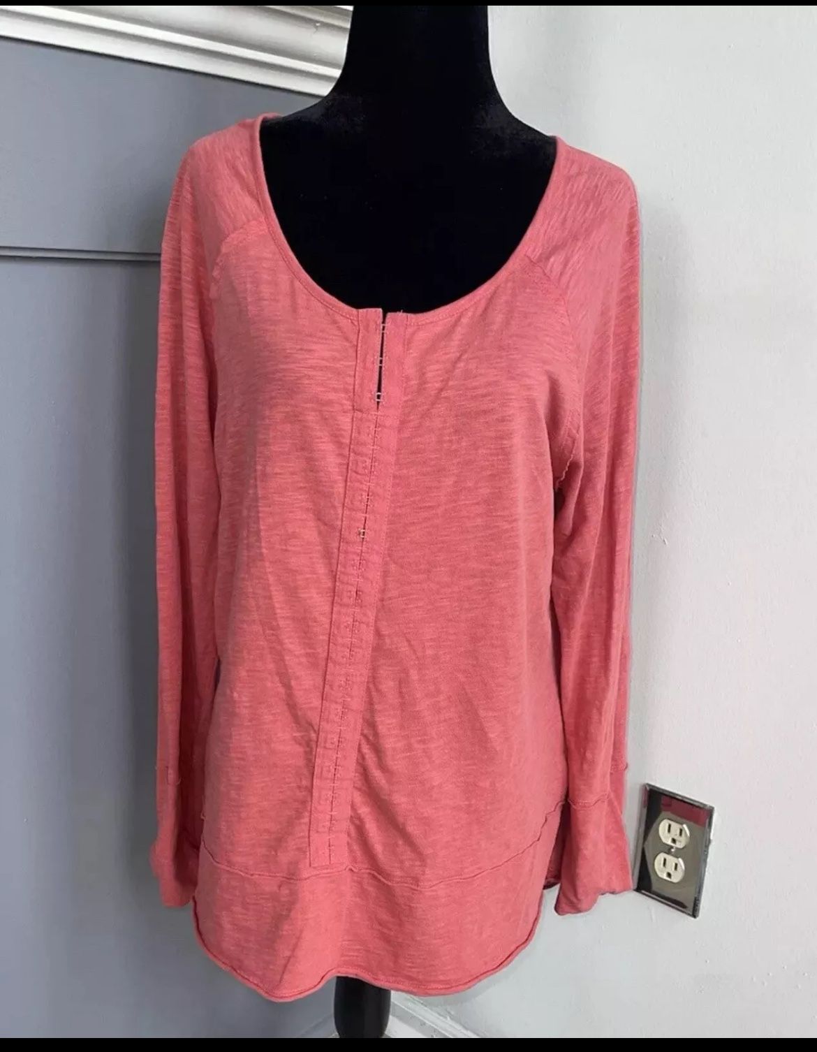Soft Surroundings Orange 100% Cotton Long Sleeve Tunic Top Petites L