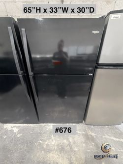 Whirlpool Black Top-Freezer Refrigerator 33”W (#676)