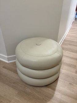 Round  Leather Ottoman