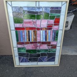 Stain Glass Framed 25  1/2 W By 34 1/2 H