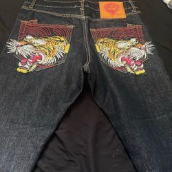 Ed Hardy Men's Black and Navy Jeans