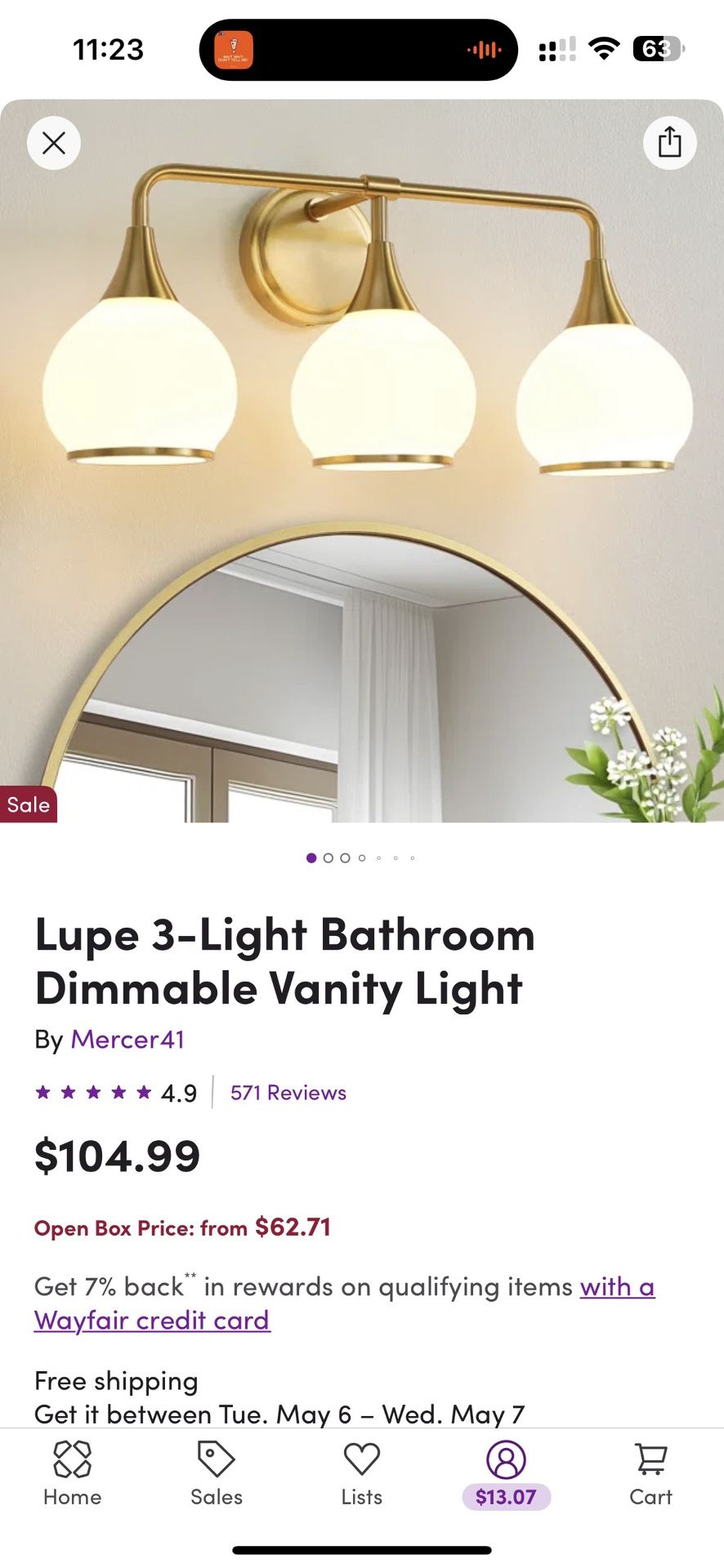3 Light Bathroom Vanity Light- Brushed Gold