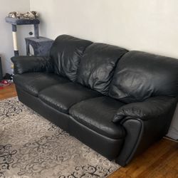 Black Leather Couch And Chair With Ottoman