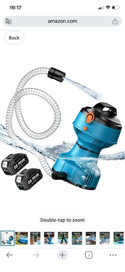 SEESII Floating Water Pump Battery Powered, 720GPH Cordless Water Transfer Pump w/ 2 Pcs 4000 mAh Batteries & Charger, 25 ft of Lift, 3/4" Outlet, Por