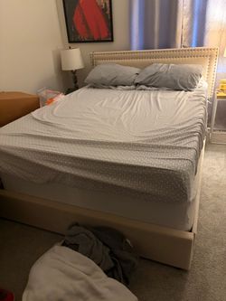Beige bed frame